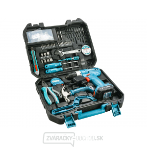 Vŕtací skrutkovač AKU 12V Li-ion s náradím, súprava 128ks Vŕtací skrutkovač AKU 12V Li-ion s náradím, súprava 128ks gallery main image