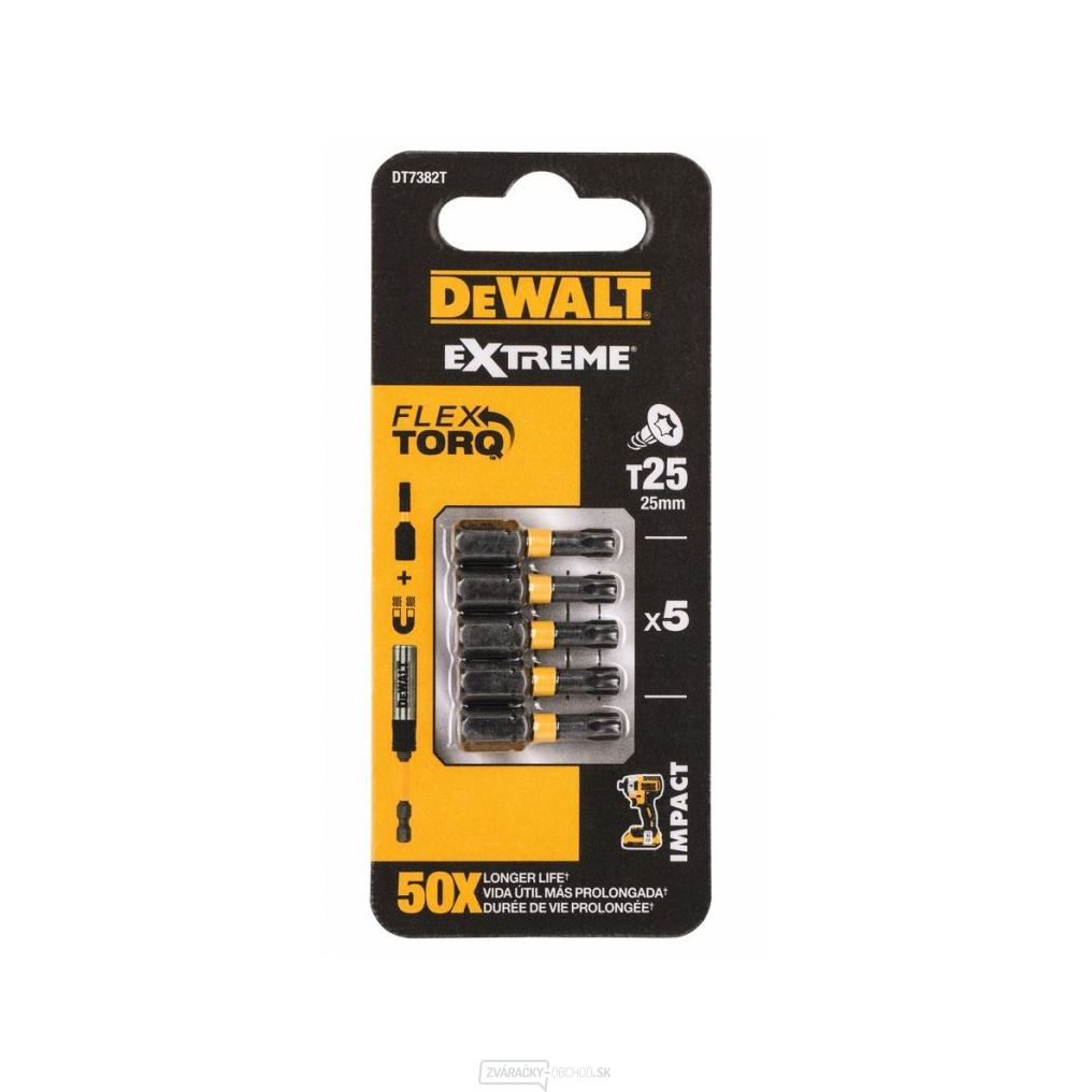 DEWALT 5DIELNA SADA BITOV T25 25MM EXTREME TORSION DT7382T