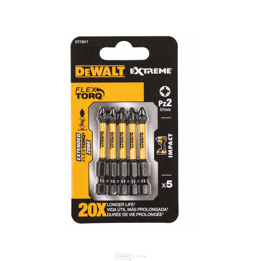 DEWALT BITY PZ2 X 5 KS 57MM IMPACT TORSION EXTREME PRE RÁZOVÉ UŤAHOVÁKY DT7391T