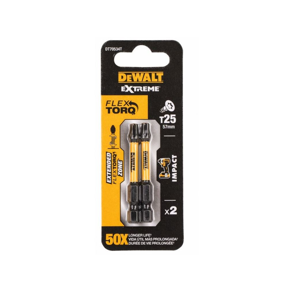 DEWALT 2X TORZNÝ SKRUTKOVÝ BIT 57MM T25 EXTREME DT70534T
