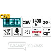 Reflektor prenosný s vysoko svietivou COB LED, 20W, 1400lm Náhľad