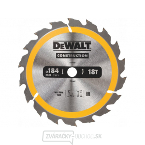 Dewalt pílový kotúč 184x16mm 18 Zubov atb 20° pre rýchly podelný rez Dewalt pílový kotúč 184x16mm 18 Zubov atb 20° pre rýchly podelný rez gallery main image
