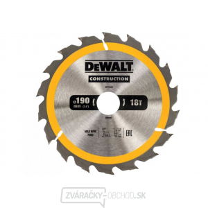 Dewalt pílový kotúč pre kot. píly 190x30mm 18 zubov ATB 20° rýchly pozdĺžny rez šírka 1.7mm gallery main image