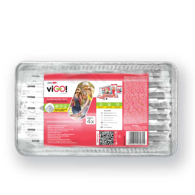 ViGO! Grilovacie tácky 60µm 80g 34x23cm - 4 ks ViGO! Grilovacie tácky 60µm 80g 34x23cm - 4 ks