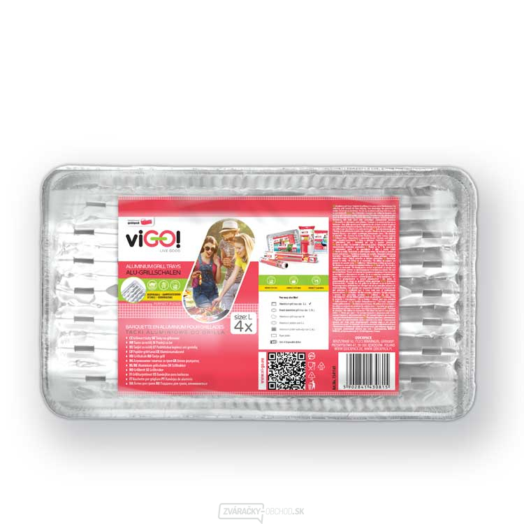 ViGO! Grilovacie tácky 60µm 80g 34x23cm - 4 ks