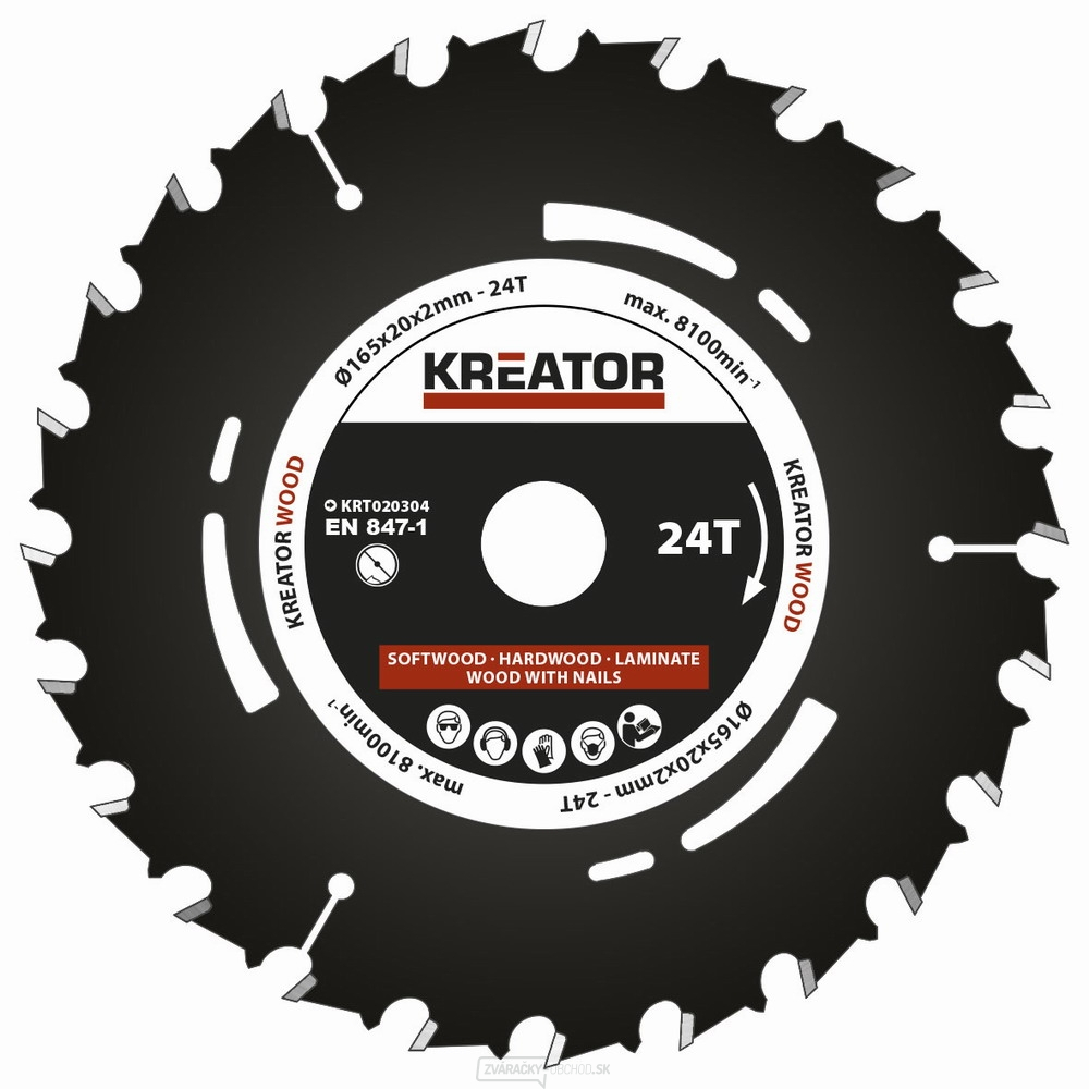 KREATOR KRT020304 - Pílový kotúč pre ponorné píly 165mm, 24T gallery main image
