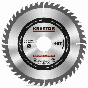 KREATOR KRT020411 - Pílový kotúč na drevo 165mm, 48T