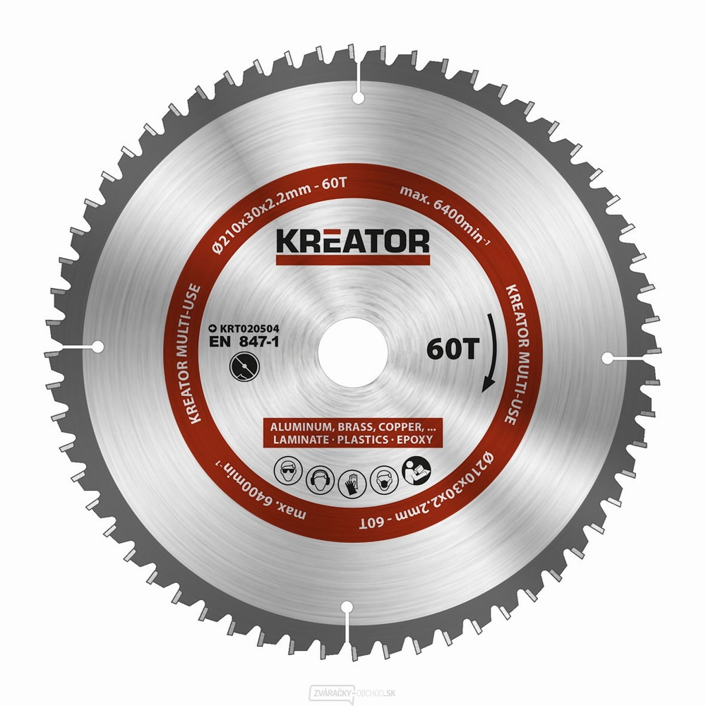 KREATOR KRT020504 - Pílový kotúč univerzálny 210mm, 60T