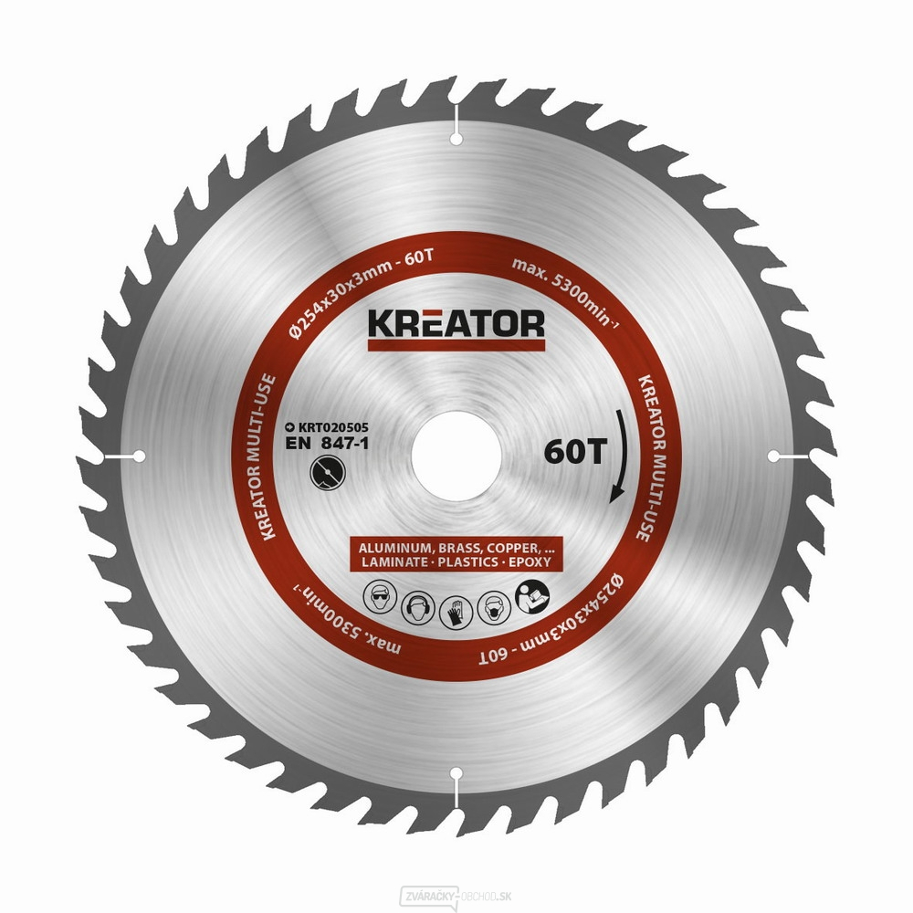 KREATOR KRT020505 - Pílový kotúč univerzálny 254mm, 60T