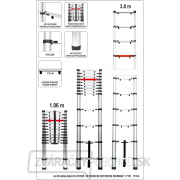 Yato Rebrík teleskopický 13 stupňov 3,8 m, nosnosť 150kg náhled