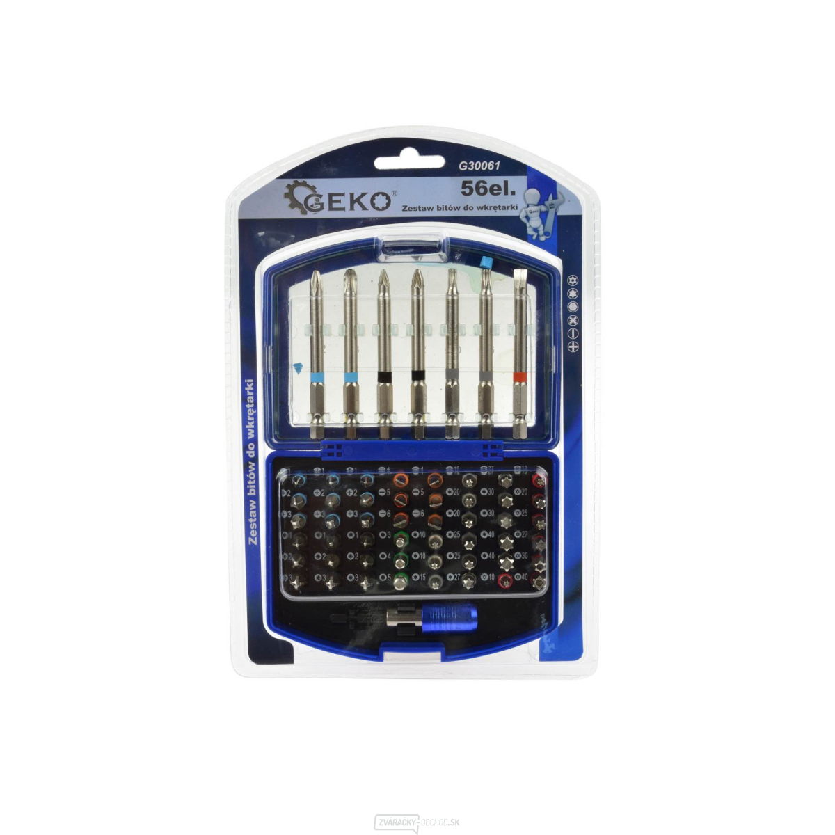 Sada skrutkovačových bitov - ploché, krížové, Imbus, Torx, 56 kusov