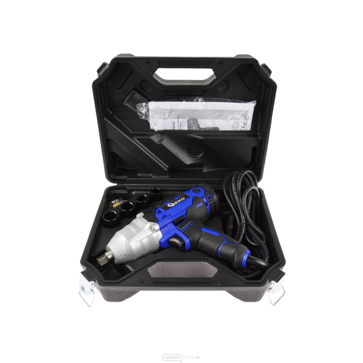 Rázový uťahovák GEKO elektrický 1/2" 720 Nm, 450W, s príslušenstvom