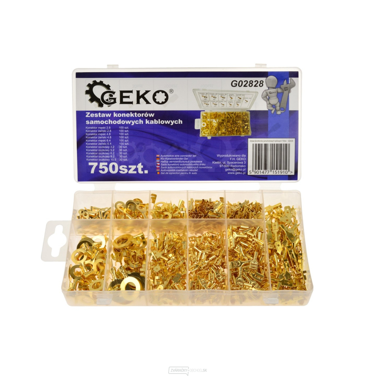 GEKO Elektrické konektory pre automobily, rôzne druhy, sada 750 ks