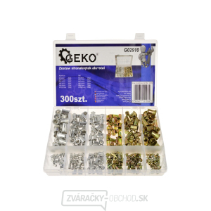 GEKO Maticové nity - nitovacie matice, M3 - M10, plochá hlava, oceľ a hliník, súprava 300 ks GEKO Maticové nity - nitovacie matice, M3 - M10, plochá hlava, oceľ a hliník, súprava 300 ks gallery main image