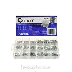 GEKO Podložky pružné - perovky a vejárovité, rôzne rozmery, pozinkované - sada 720ks GEKO Podložky pružné - perovky a vejárovité, rôzne rozmery, pozinkované - sada 720ks gallery main image