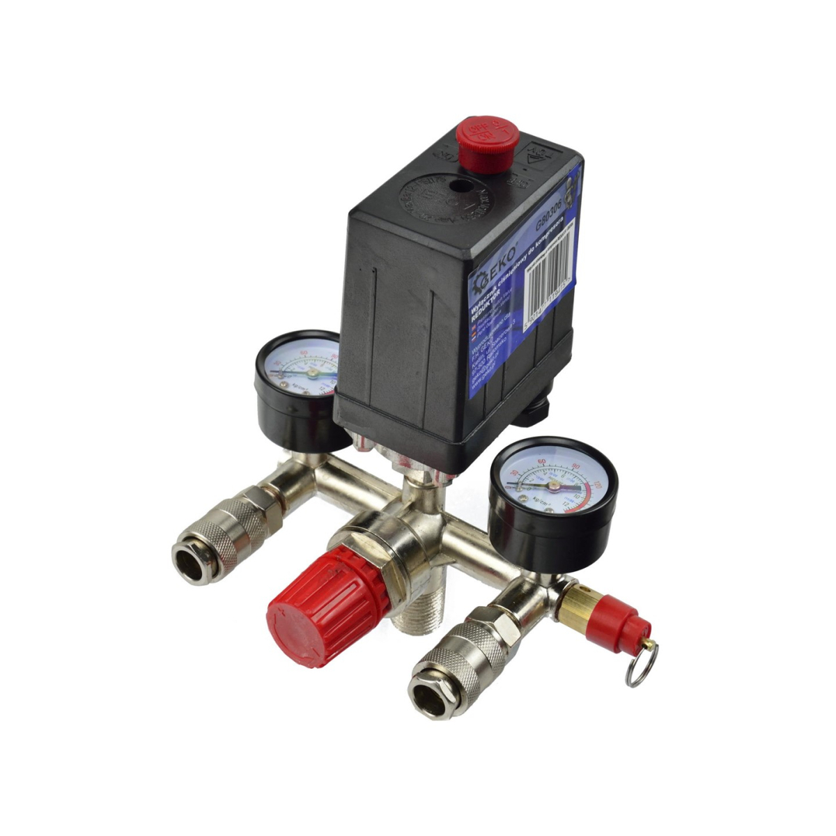 E-shop GEKO Tlakový spínač - 230 V s manometre, maximálny tlak 12 bar G80306