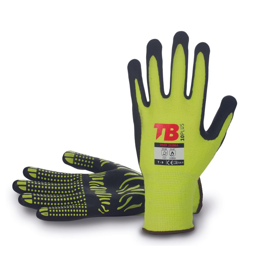 ZEBRA Rukavice Pracovné Povrstvené TB 700F, Čierno-Žlté, Vel 9