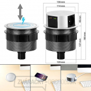 Solight 3z + USB A + C + Wireless 10W výsuvný blok zásuviek, kruhový tvar, predlžovací prívod 2m, 3 x 1,5mm2 Náhľad