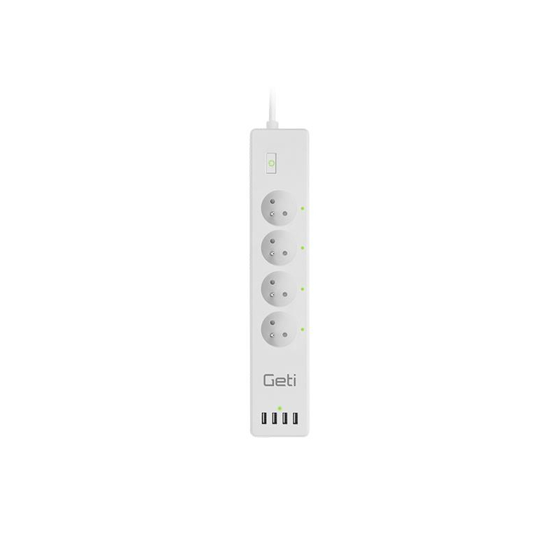 GETI Predlžovací prívod Smart GSS04, 4 zásuvky, 4x USB, Tuya