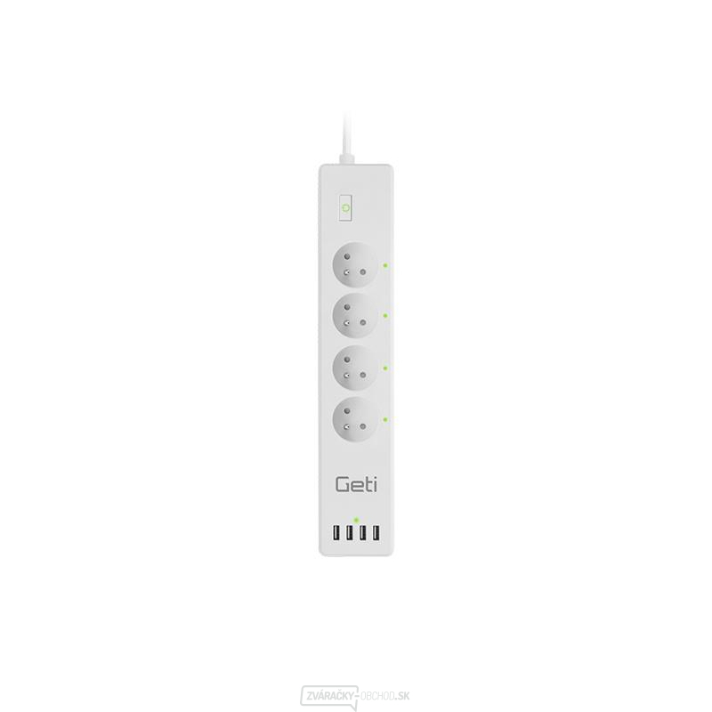 GETI Predlžovací prívod Smart GSS04, 4 zásuvky, 4x USB, Tuya