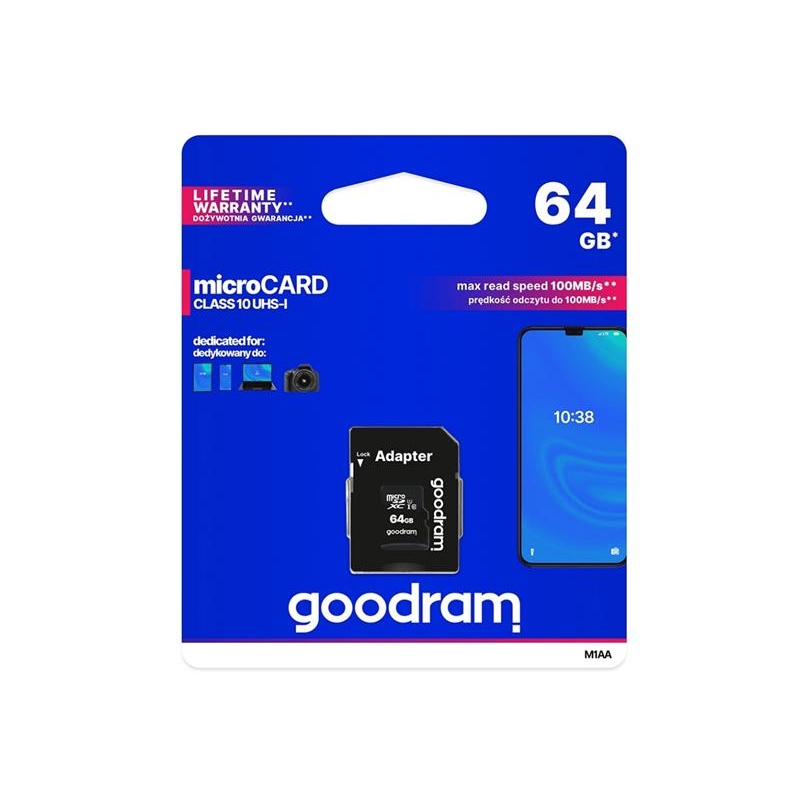 Pamäťová karta GOODRAM micro SD 64 GB s adaptérom