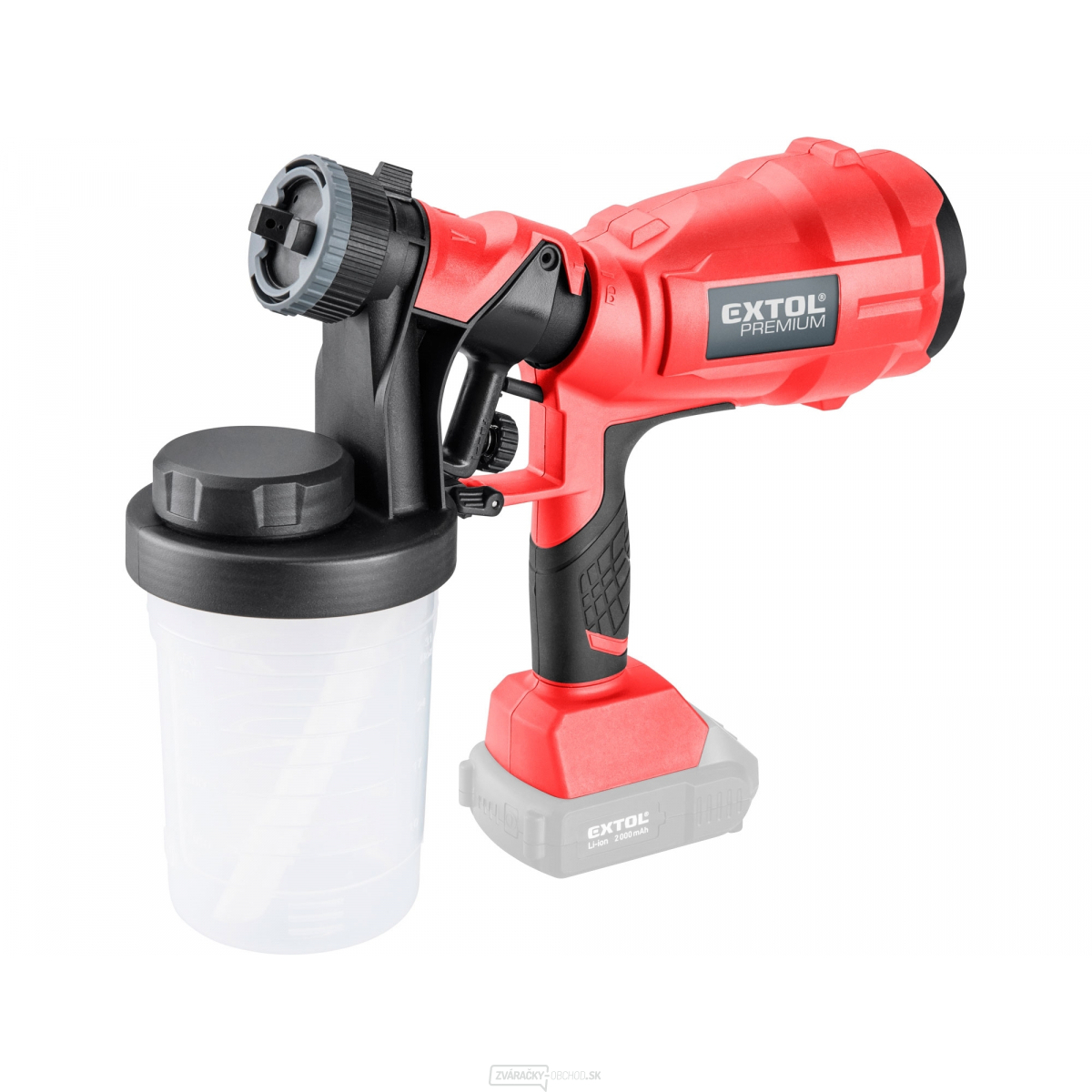 Pištoľ striekacia HVLP aku SHARE20V, 20V Li-ion, bez batérie a nabíjačky