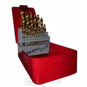 Súprava vrtákov HSS TiN 25 ks (1,0-13mm), plechový box Súprava vrtákov HSS TiN 25 ks (1,0-13mm), plechový box gallery main image