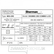 Sherman Synergická invertorová zváračka DIGIMIG 250 COMBO LCD + MIG Horák + Zemniaci kábel náhled