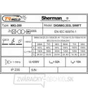 Sherman Synergická invertorová zváračka DIGIMIG 203L SWIFT + Horák MIG + Káble náhled