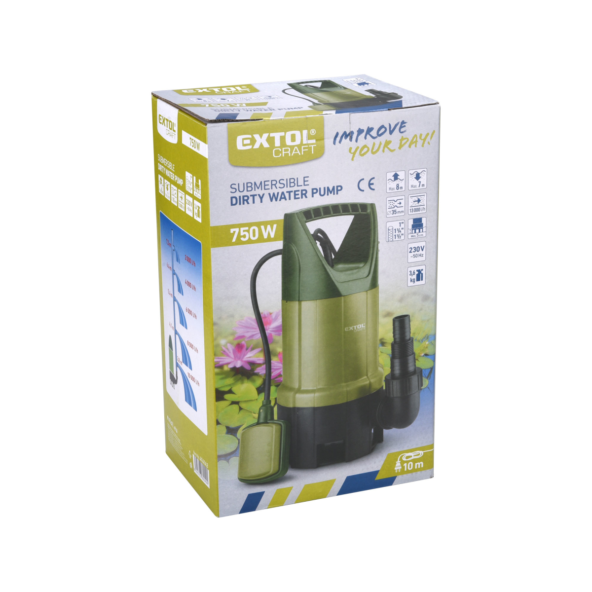 Ponorné čerpadlo Extol Premium 800W na znečistenú vodu, 1300l/h Náhľad