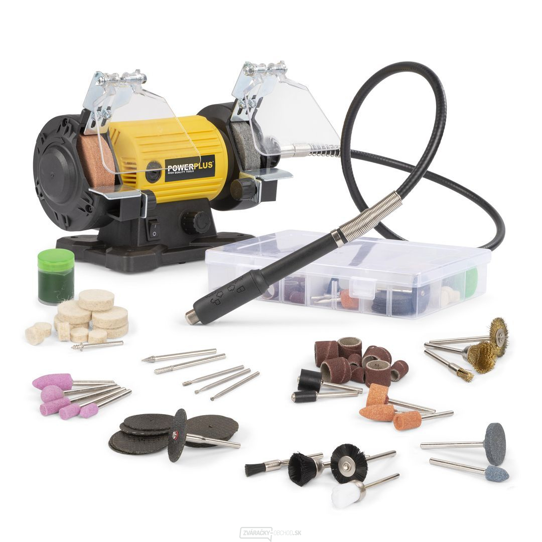 POWERPLUS POWX1280 - Dvojkotúčová brúska s flexibilným hriadeľom 120W