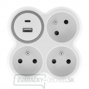 Solight rozbočka, 3x 16A, USB nabíjačka A+C, biela-sivá gallery main image