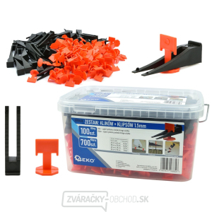 GEKO Vyrovnávací systém na obklady a dlažbu 100 klinov + 700 spôn 1,5 mm GEKO Vyrovnávací systém na obklady a dlažbu 100 klinov + 700 spôn 1,5 mm gallery main image
