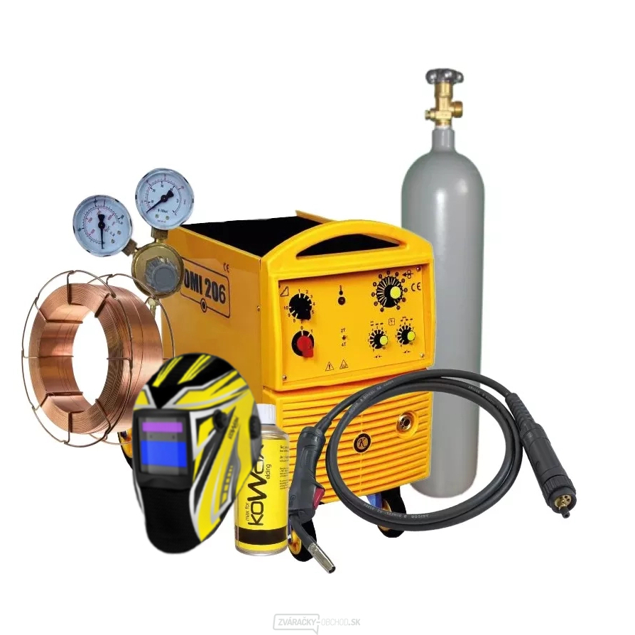 Zvárací Poloautomat OMI 206i + Horák + Ventil + Kukla + Sprej + Drôt + plná Fľaša CO2