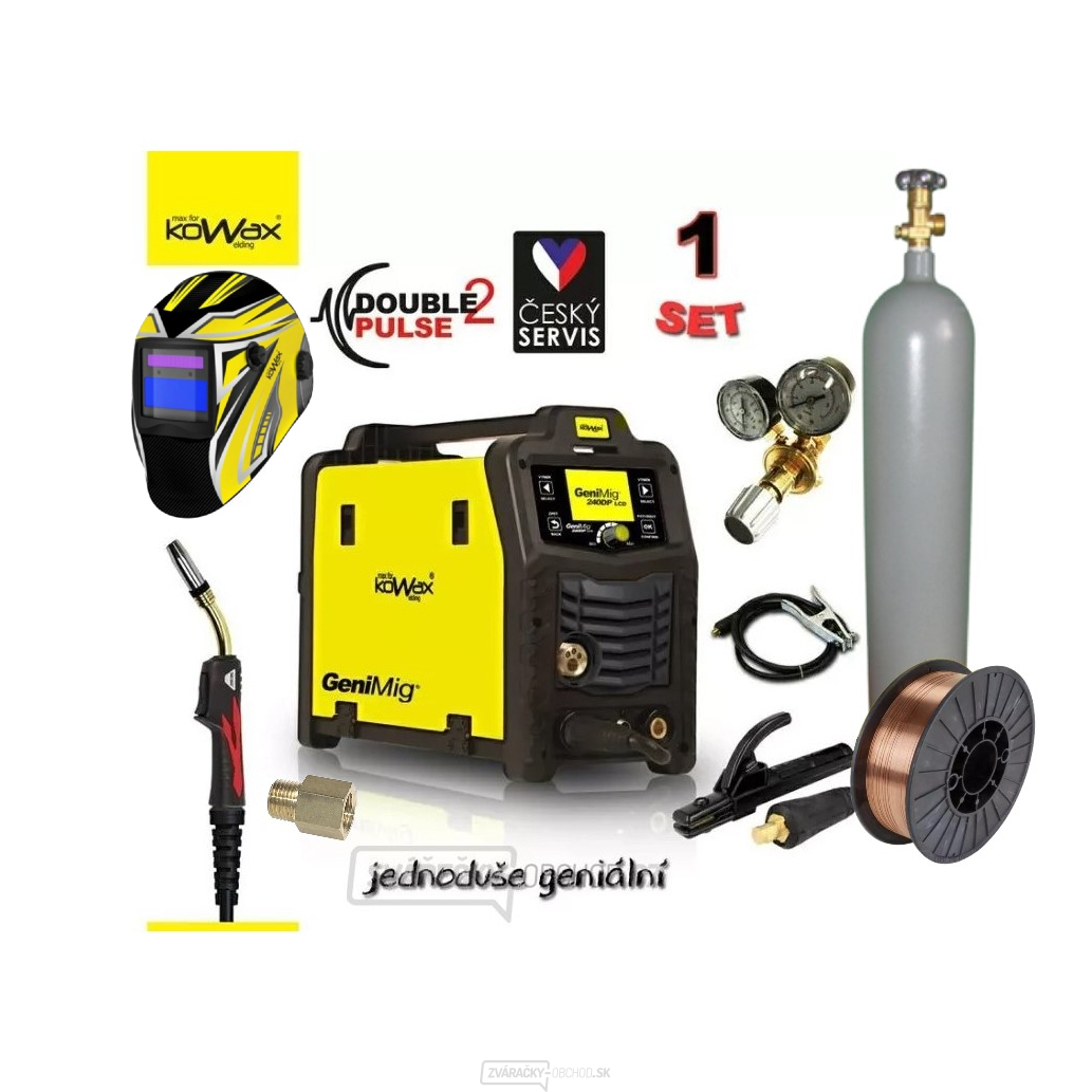 Kowax Genimig 240DP + Horák 4M + Káble 3M + Ventil + Kukla + Drôt + plná Fľaša Co2