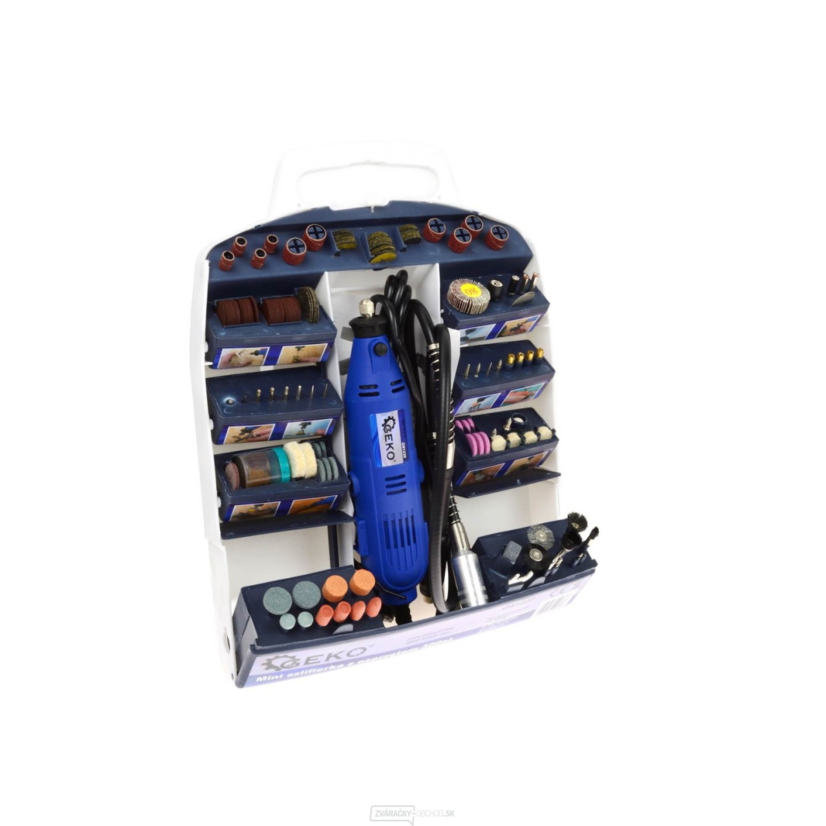 Mini priama brúska s ohybným hriadeľom a príslušenstvom, 300 ks - GEKO G81220