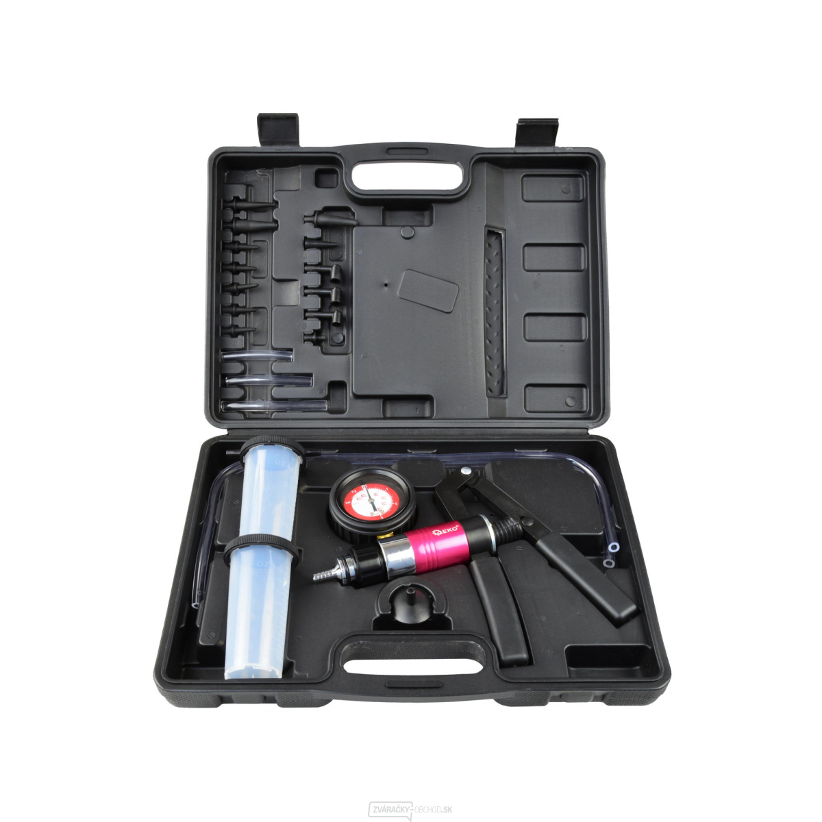 Podtlakové čerpadlo na odvzdušňovanie bŕzd + príslušenstvo, kufor GEKO - G01155