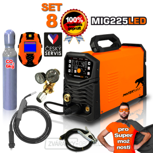 PANTERMAX MIG225LED invertorová zváračka MIG/TIG/MMA + Káble 3m + Horák + Kukla + plná Co2 fľaša + Red. PANTERMAX MIG225LED invertorová zváračka MIG/TIG/MMA + Káble 3m + Horák + Kukla + plná Co2 fľaša + Red. gallery main image