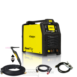 KOWAX® GeniTig® 220AC/DC, LCD PULSE, SYN, HF Weld. Invertor AC/DC TIG/MMA vrátane 3 m káblov, svoriek a držiakov + horák TIG26-4m UP/DOWN + príslušenstvo