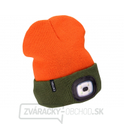 Čiapka s čelovkou 4x45lm, USB nabíjanie, fluorescenčná oranžová/khaki zelená, obojstranná, univerzálna veľkosť gallery main image