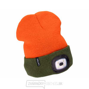 Čiapka s čelovkou 4x45lm, USB nabíjanie, fluorescenčná oranžová/khaki zelená, obojstranná, univerzálna veľkosť gallery main image