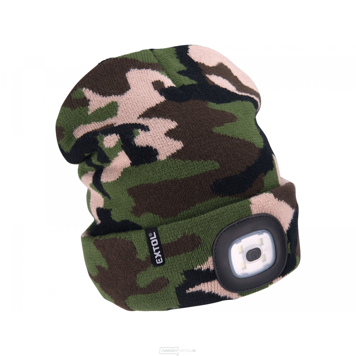 Čiapka s čelovkou 4x45lm, USB nabíjanie, maskovacia, univerzálna veľkosť