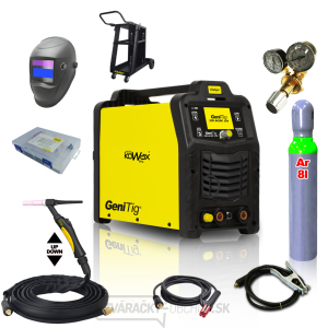 KOWAX GeniTig® 220AC/DC LCD+horák T26A 4m+kab. 3m+hadica+kukla+Ventil+Fľaša AR + Podvozok gallery main image