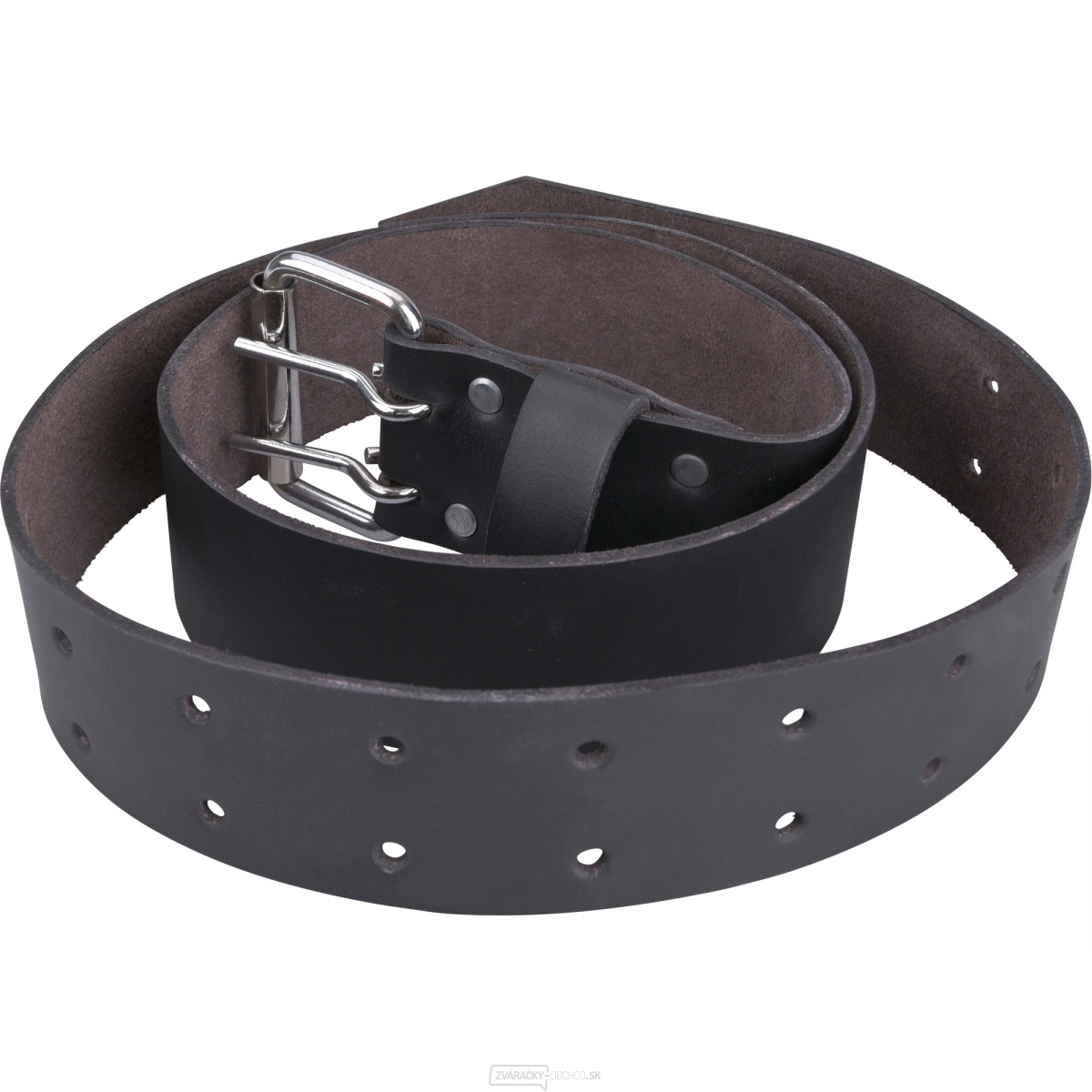 Čierny kožený opasok, š.4,5cm x d.122cm, kovová pracka