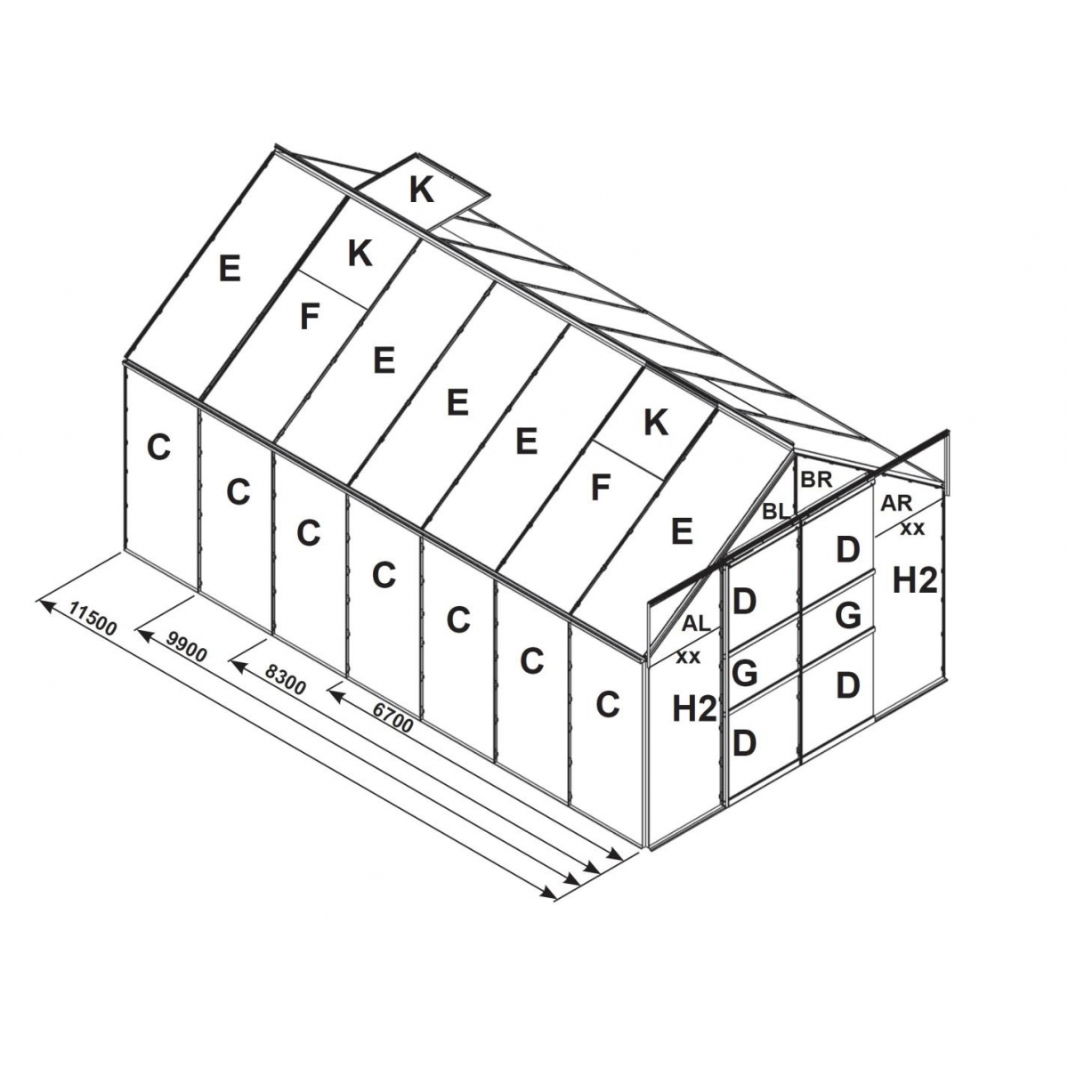 Náhradné zasklenie pre skleník VITAVIA URANUS 6700 PC 6 mm LG2538