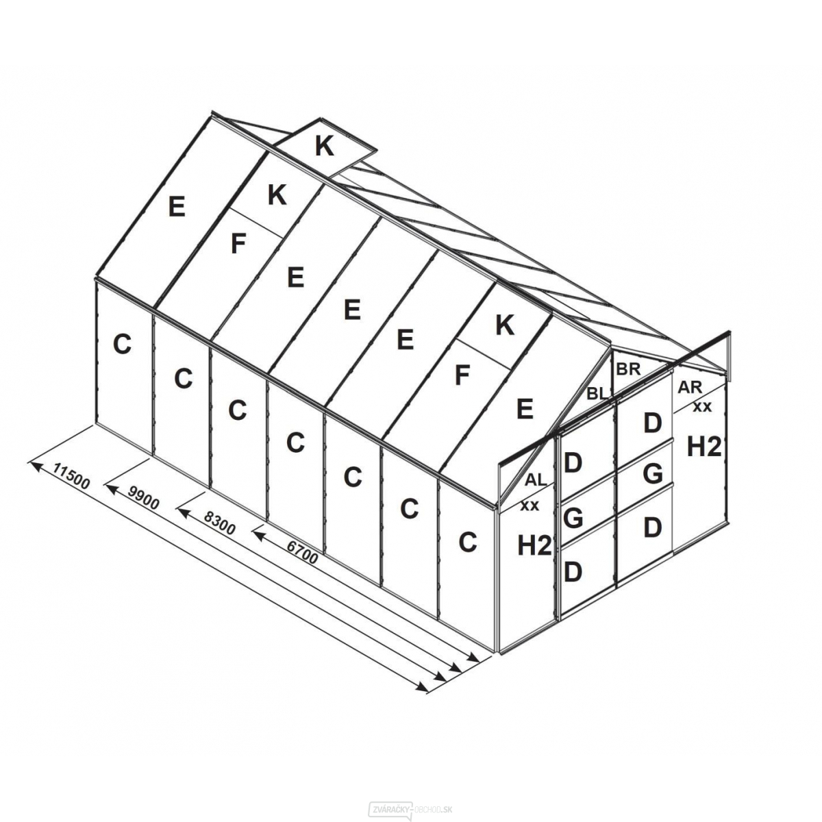 Náhradné zasklenie pre skleník VITAVIA URANUS 8300 PC 6 mm LG2540