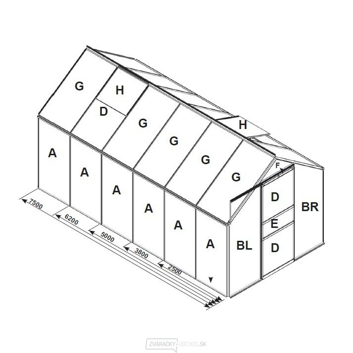 Náhradné zasklenie pre skleník VITAVIA VENUS 2500 PC 6 mm LG3059