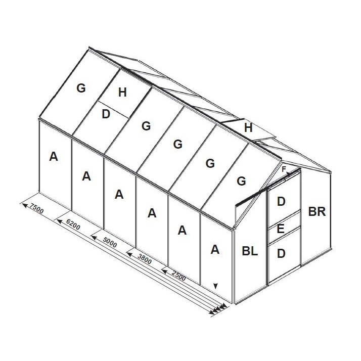 Náhradné zasklenie pre skleník VITAVIA VENUS 3800 PC 6 mm LG3061