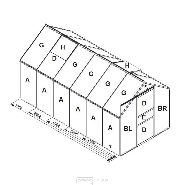 Náhradné zasklenie pre skleník VITAVIA VENUS 3800 PC 6 mm LG3061