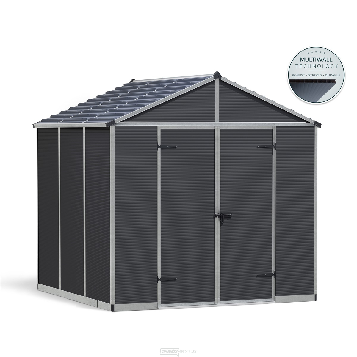 Priestranný záhradný domček Palram Rubicon 8 x 8 antracit